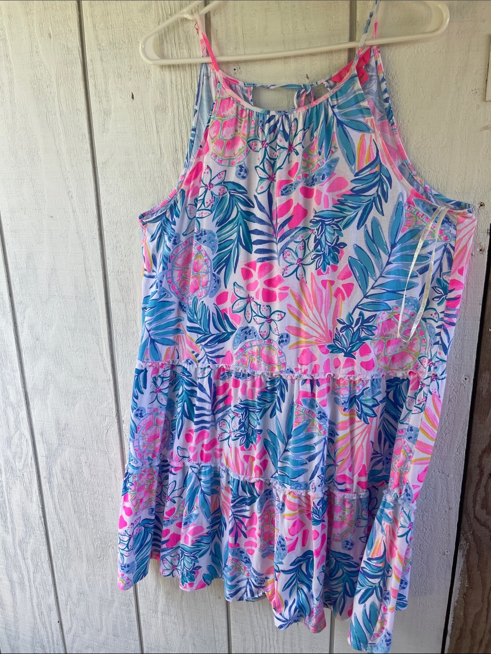 Lilly Pulitzer Tropical Floral Tiered Sundress in Pink, Blue, Yellow